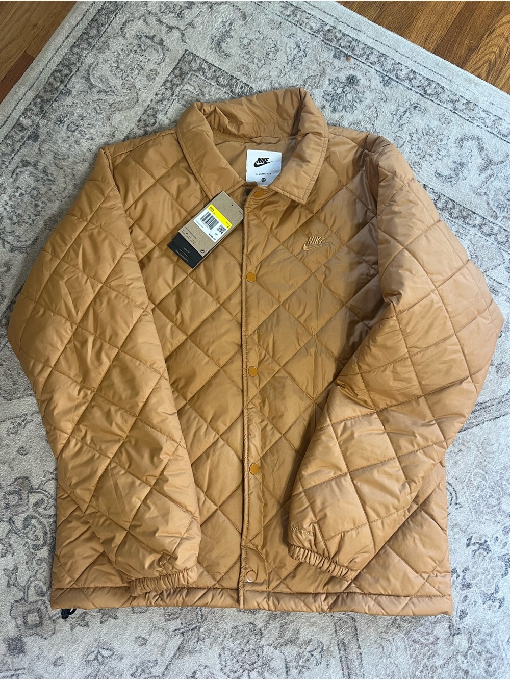 Nike Men's Club Lightweight Quilted Therma-FIT Jacket Flax Brown Colorway
